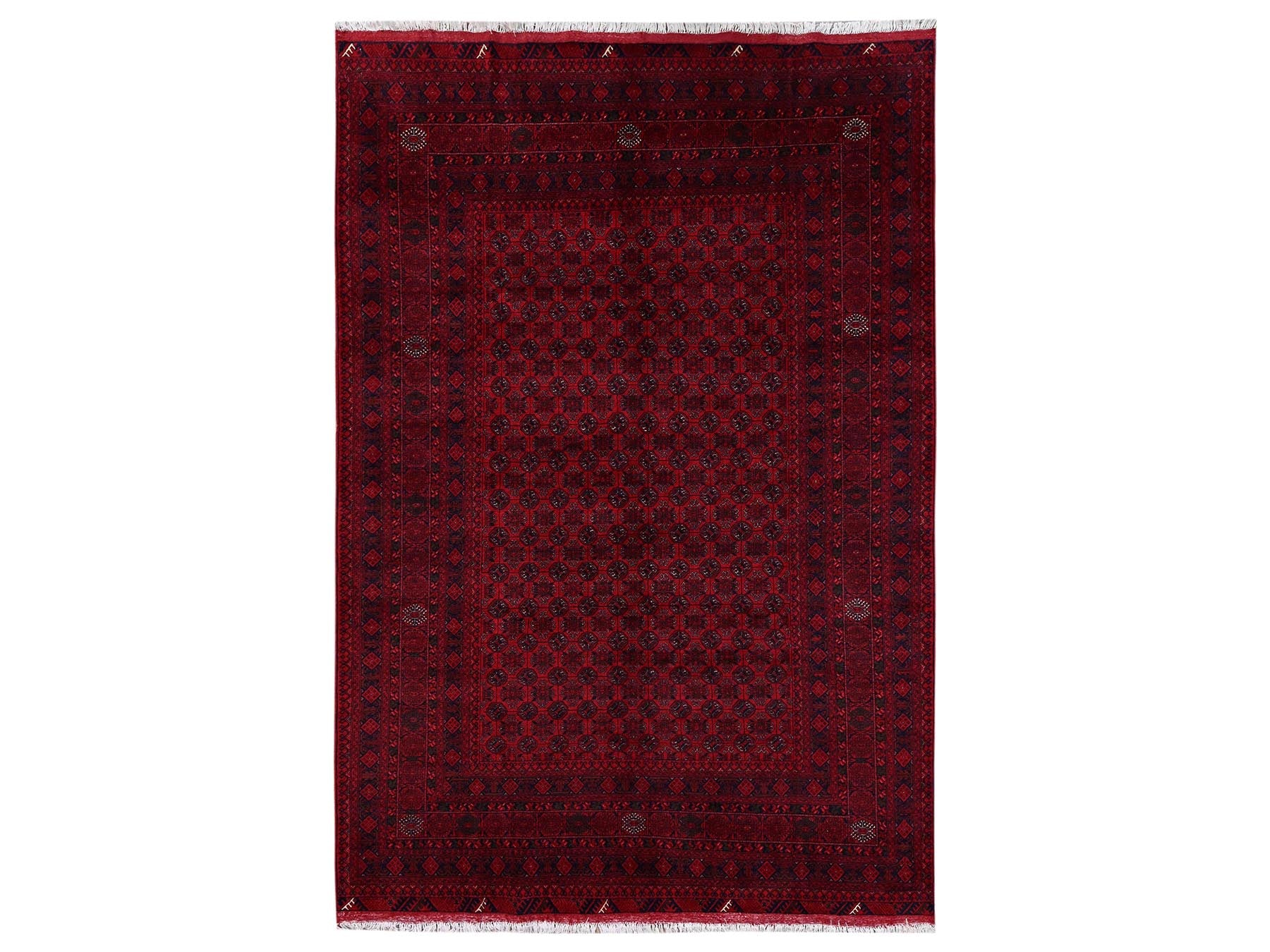 Tribal & Geometric hand-knotted wool rug in Red, 6'5" x 9'5" — SKU O02502