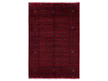 Tribal & Geometric hand-knotted wool rug in Red, 6'5" x 9'5" — SKU O02502