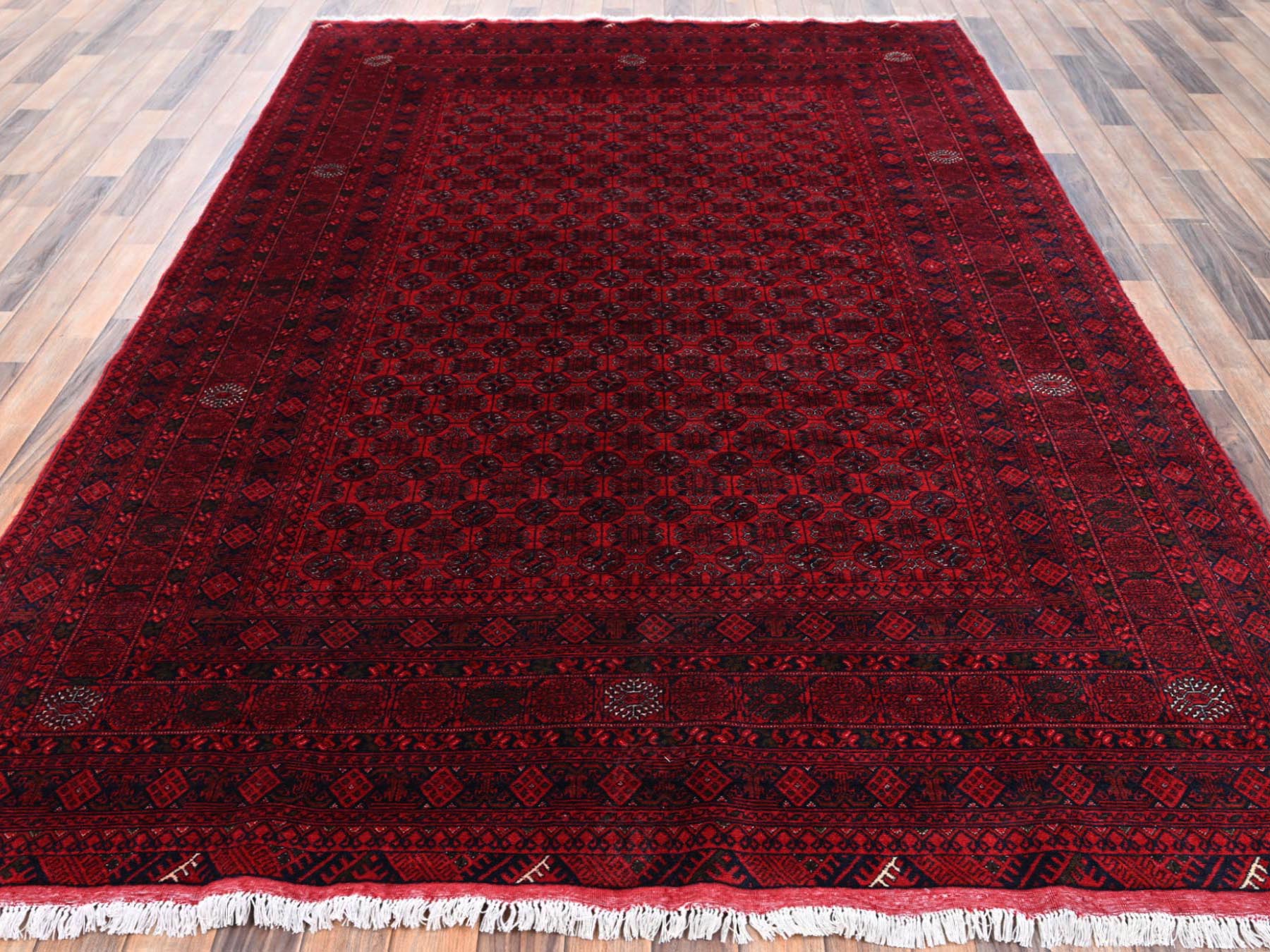 Tribal & Geometric hand-knotted wool rug in Red, 6'5" x 9'5" — SKU O02502 (view 2)