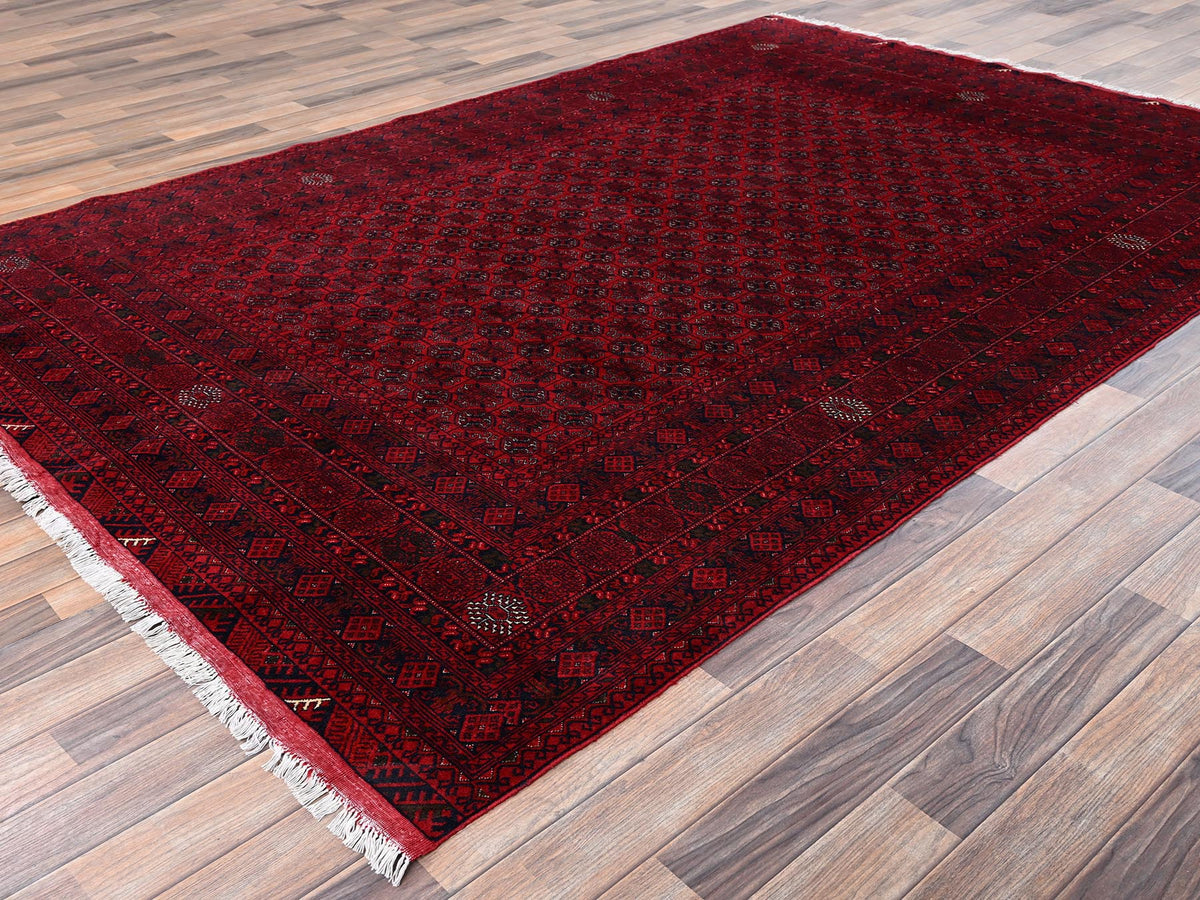 Tribal & Geometric hand-knotted wool rug in Red, 6'5" x 9'5" — SKU O02502 (view 3)