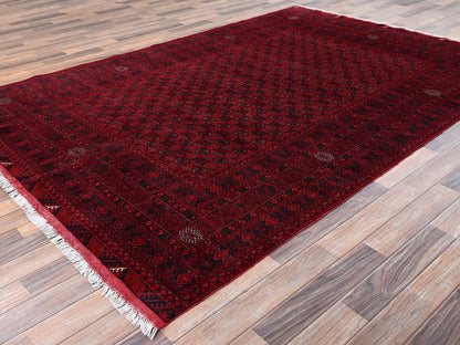 Tribal & Geometric hand-knotted wool rug in Red, 6'5" x 9'5" — SKU O02502 (view 3)