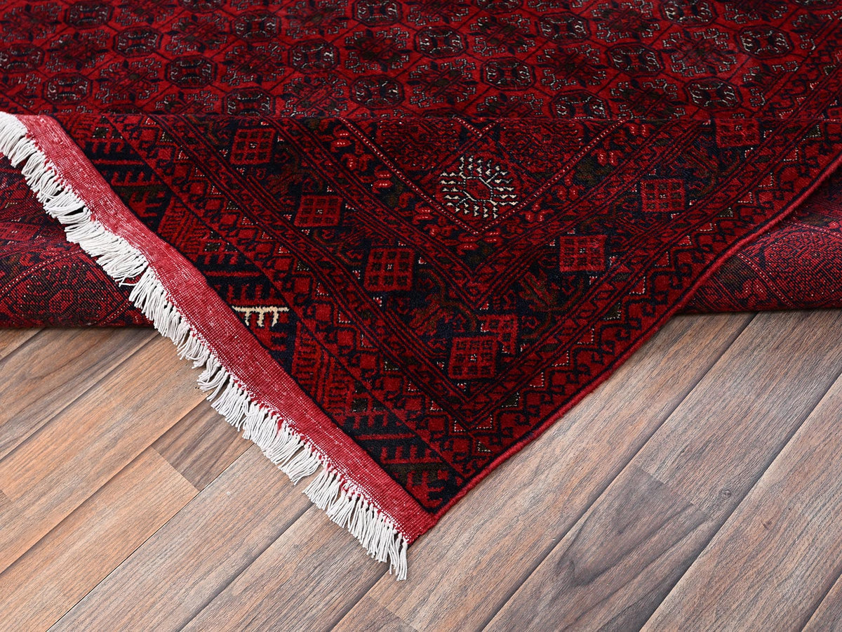 Tribal & Geometric hand-knotted wool rug in Red, 6'5" x 9'5" — SKU O02502 (view 7)