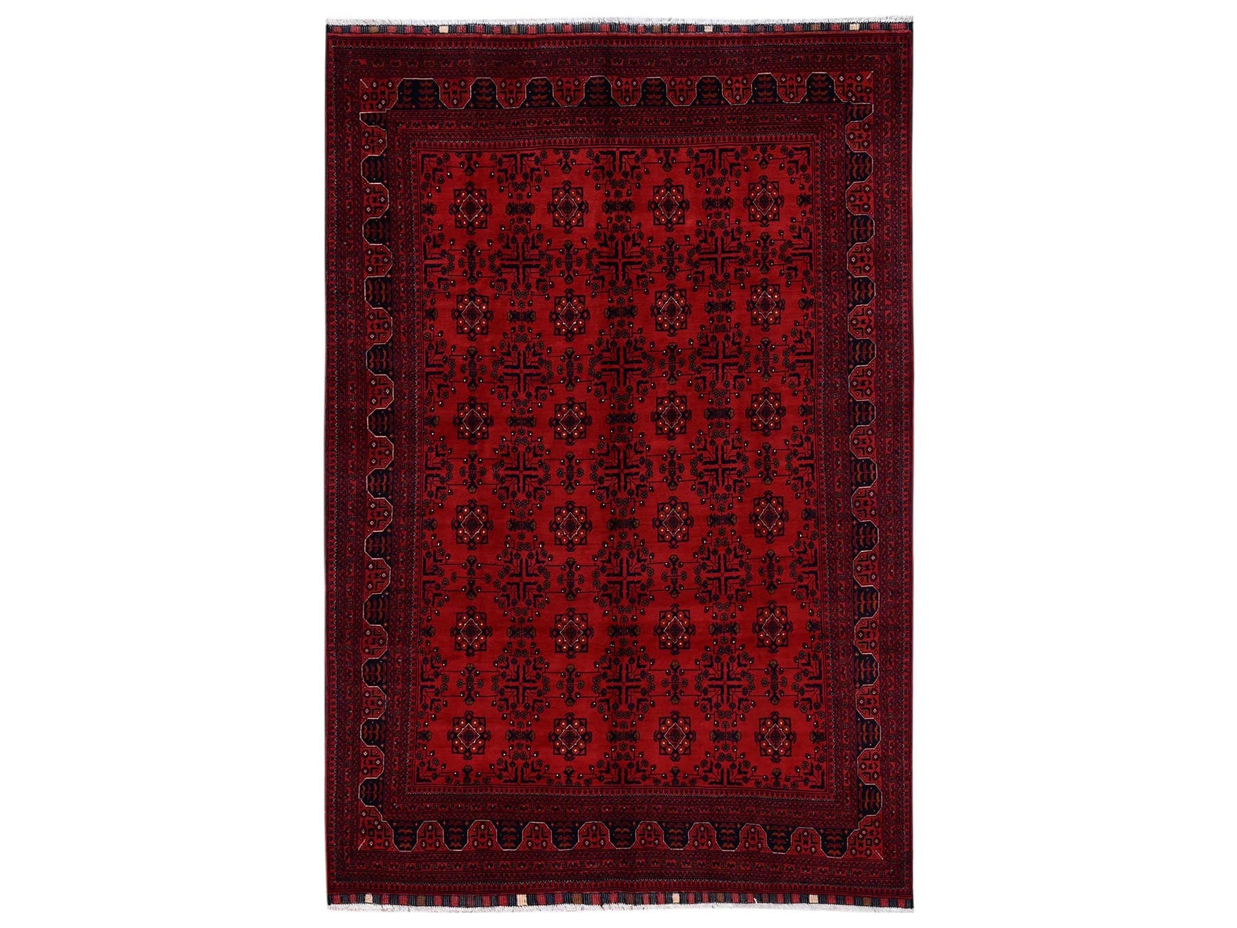 Tribal & Geometric hand-knotted wool rug in Red, 6'7" x 9'9" — SKU O02504