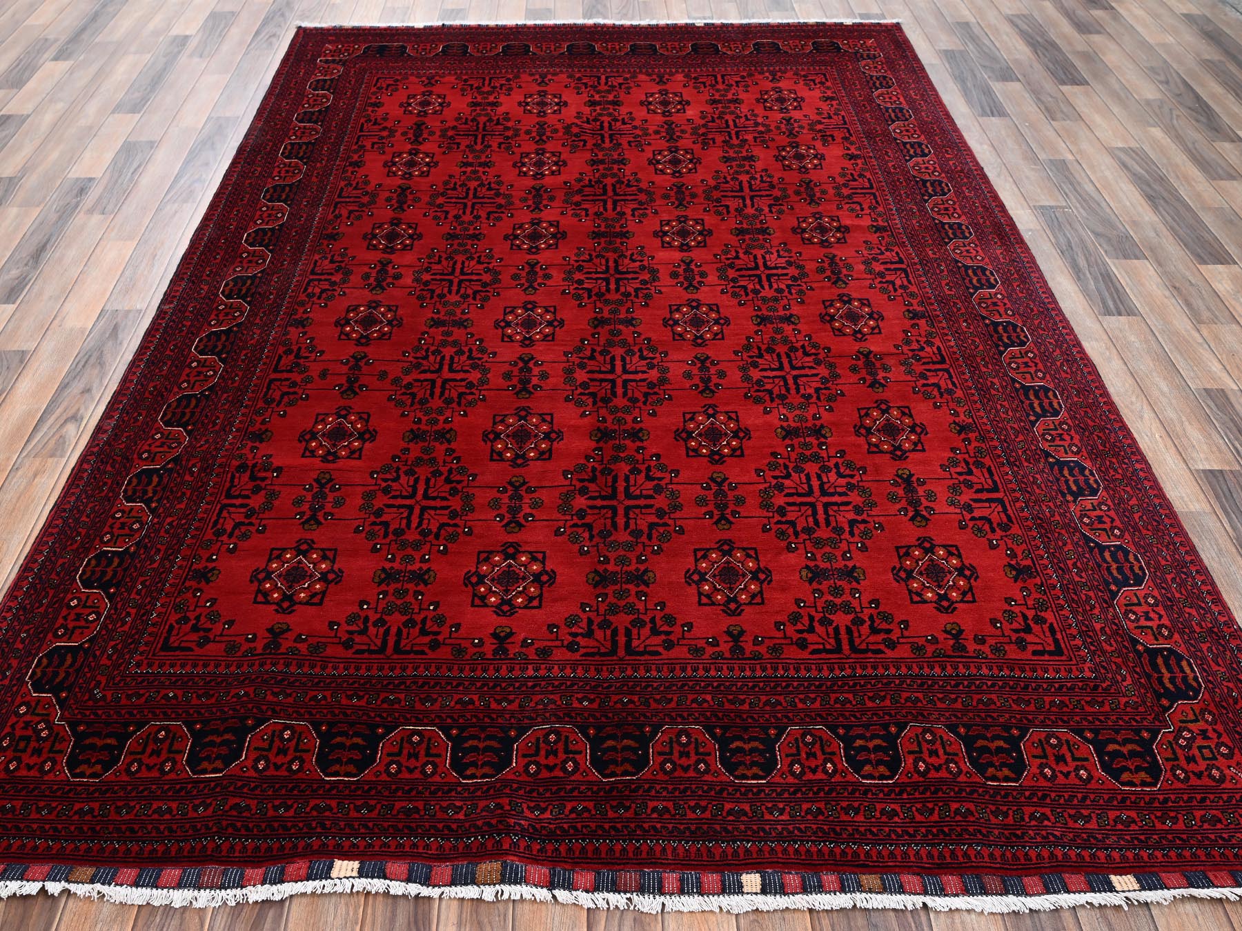 Tribal & Geometric hand-knotted wool rug in Red, 6'7" x 9'9" — SKU O02504 (view 2)