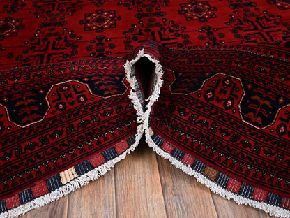 Red 6'7" x 9'9" Tribal & Geometric Hand knotted Wool Rug - Sku: O02504