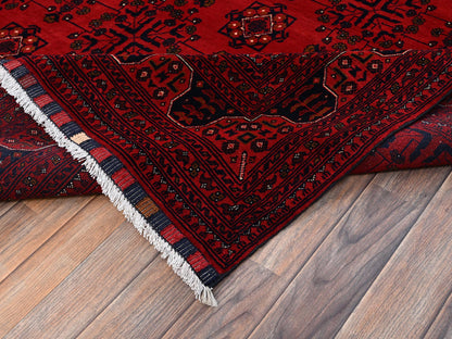 Red 6'7" x 9'9" Tribal & Geometric Hand knotted Wool Rug - Sku: O02504