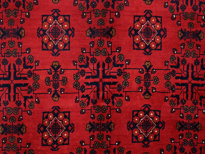 Red 6'7" x 9'9" Tribal & Geometric Hand knotted Wool Rug - Sku: O02504