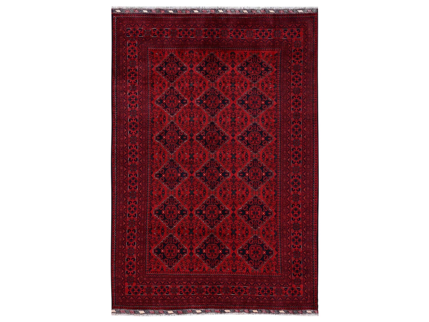 Tribal & Geometric hand-knotted wool rug in Red, 6'7" x 9'7" — SKU O02505