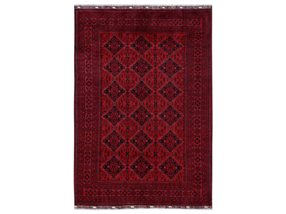 Tribal & Geometric hand-knotted wool rug in Red, 6'7" x 9'7" — SKU O02505