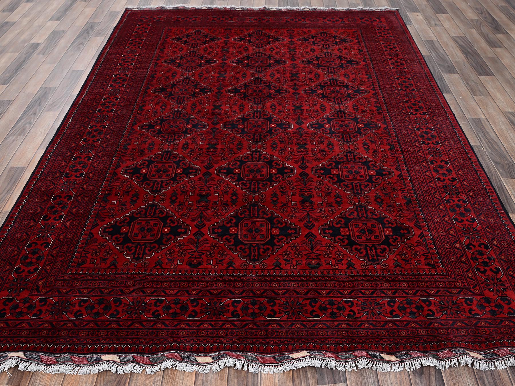 Tribal & Geometric hand-knotted wool rug in Red, 6'7" x 9'7" — SKU O02505 (view 2)