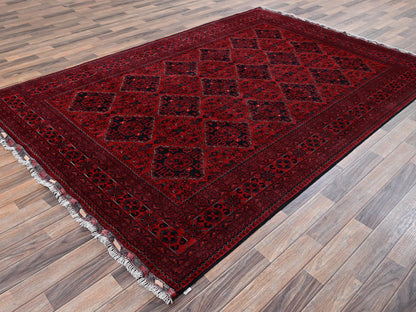Tribal & Geometric hand-knotted wool rug in Red, 6'7" x 9'7" — SKU O02505 (view 3)
