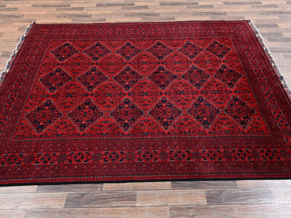 Tribal & Geometric hand-knotted wool rug in Red, 6'7" x 9'7" — SKU O02505 (view 4)