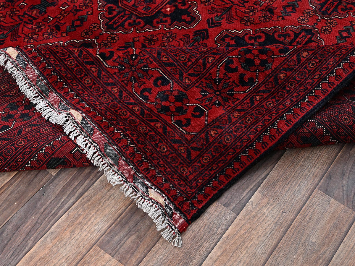 Tribal & Geometric hand-knotted wool rug in Red, 6'7" x 9'7" — SKU O02505 (view 7)