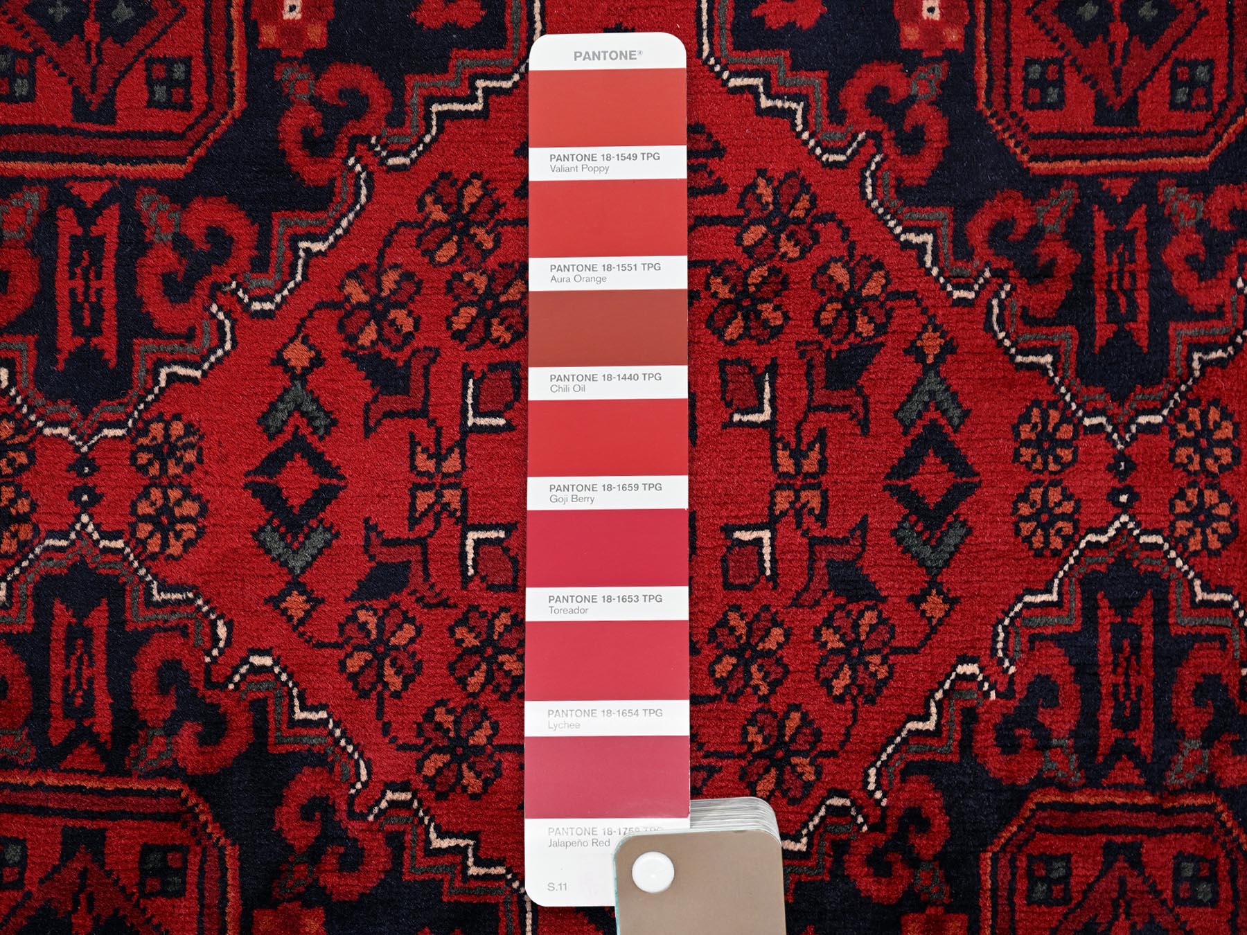 Tribal & Geometric hand-knotted wool rug in Red, 6'7" x 9'7" — SKU O02505 (view 8)