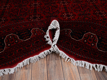 Red 6'7" x 9'7" Tribal & Geometric Hand knotted Wool Rug - Sku: O02506