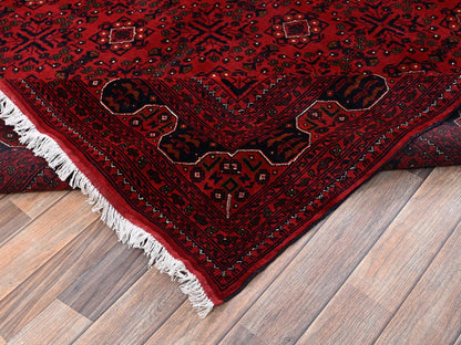 Red 6'7" x 9'7" Tribal & Geometric Hand knotted Wool Rug - Sku: O02506