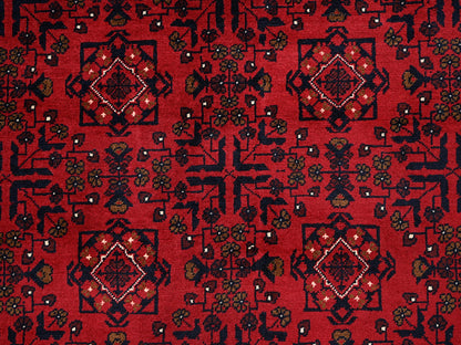 Red 6'7" x 9'7" Tribal & Geometric Hand knotted Wool Rug - Sku: O02506