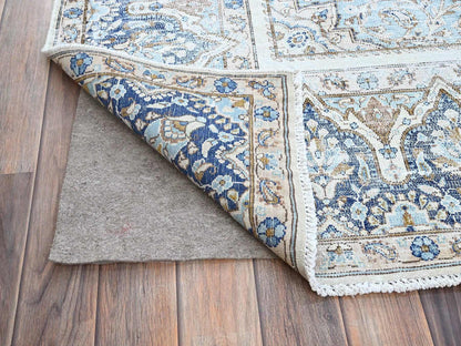 Kerman Vintage hand-knotted wool rug in Blue, 7'2" x 10'1", SKU O0250