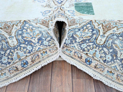 Kerman Vintage hand-knotted wool rug in Blue, 7'2" x 10'1", SKU O0250