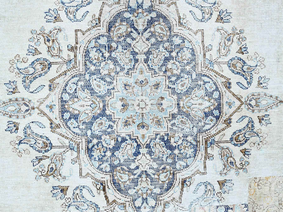 Kerman Vintage hand-knotted wool rug in Blue, 7'2" x 10'1", SKU O0250