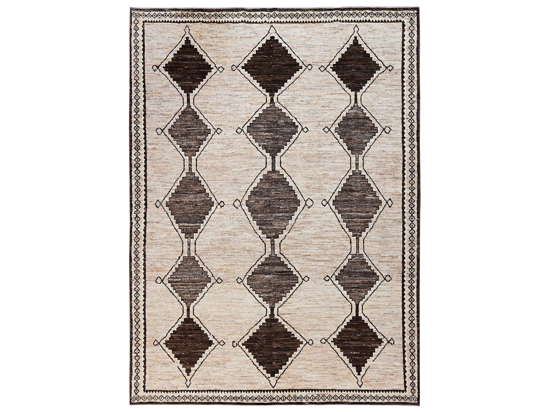 Brown 10'4" x 14'2" Tribal & Geometric Hand knotted Wool Rug - Sku: O02515