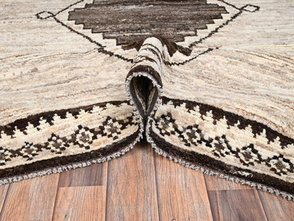 Brown 10'4" x 14'2" Tribal & Geometric Hand knotted Wool Rug - Sku: O02515