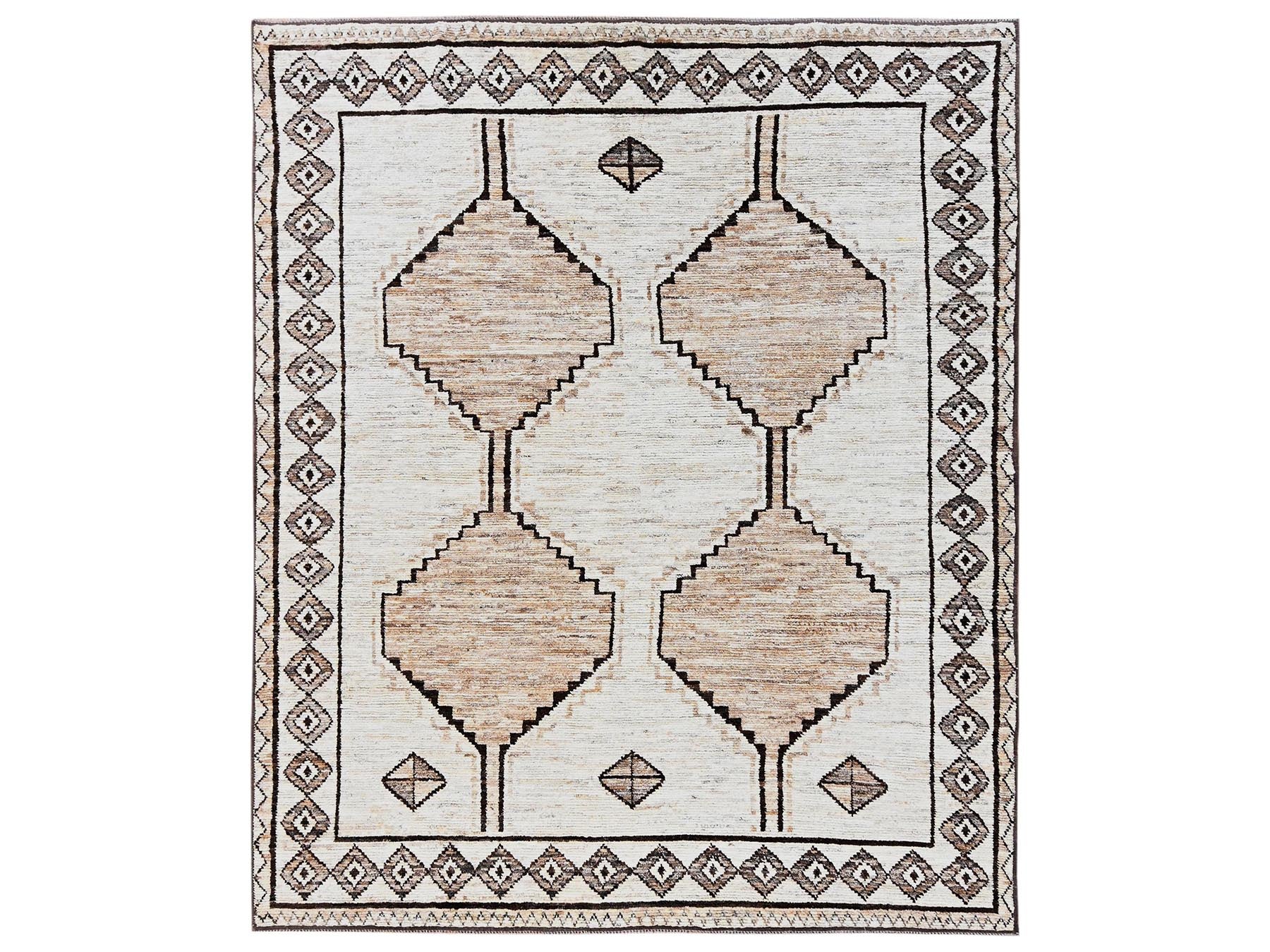 Ivory 8'4" x 10'1" Tribal & Geometric Hand knotted Wool Rug - Sku: O02516