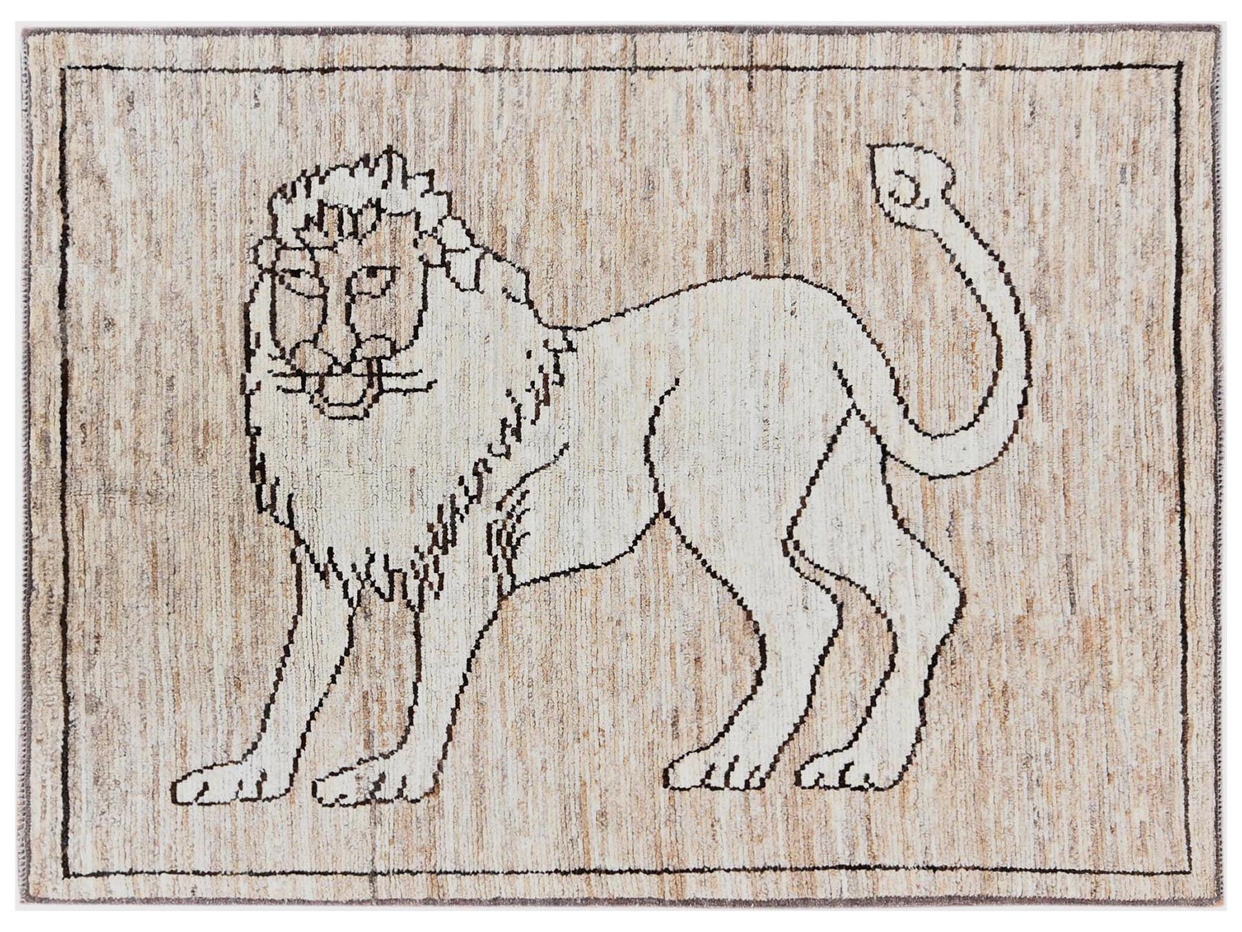 Brown 5'2" x 7'0" Tribal & Geometric Hand knotted Wool Rug - Sku: O02518