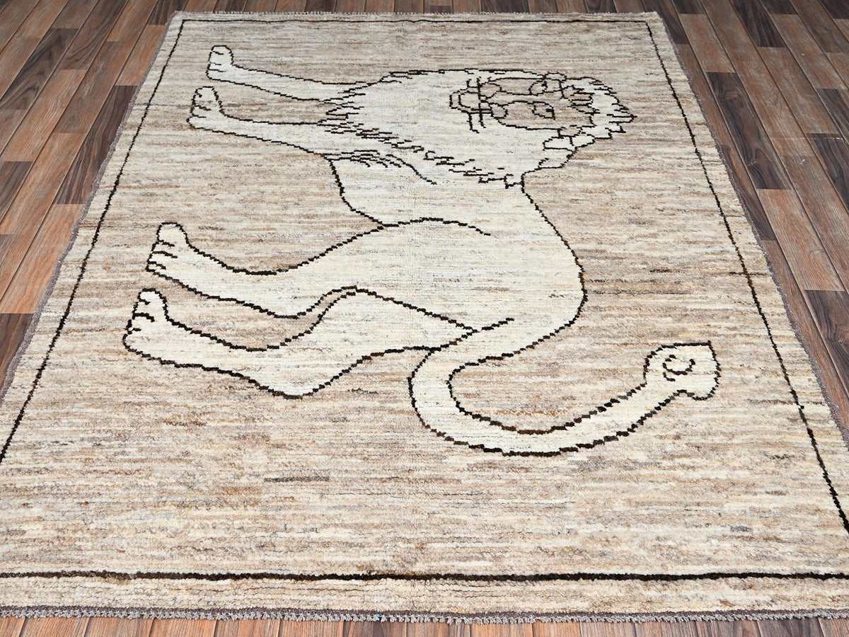 Tribal & Geometric hand-knotted wool rug in Brown, 5'2" x 7' — SKU O02518 (view 2)