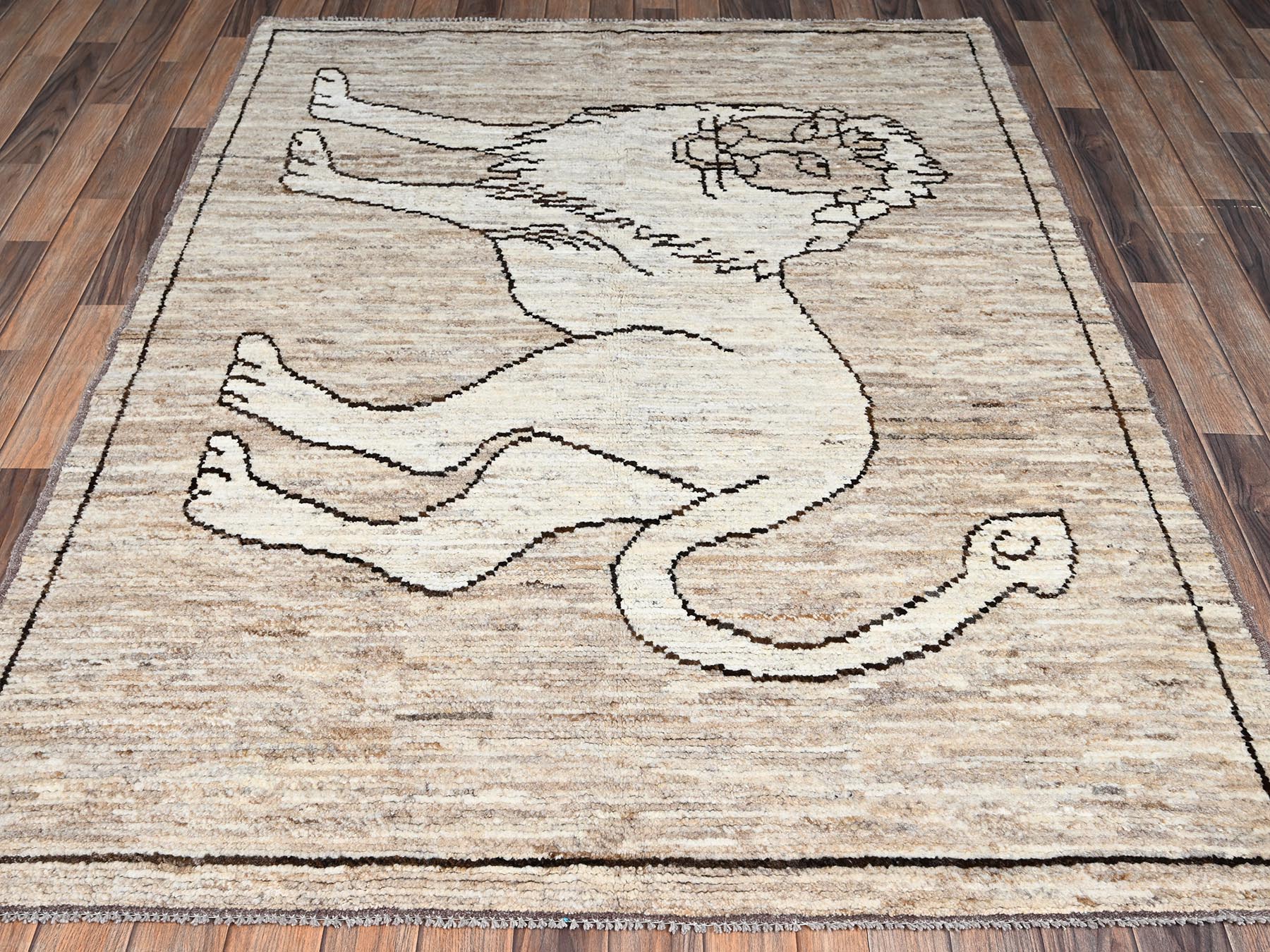 Tribal & Geometric hand-knotted wool rug in Brown, 5'2" x 7' — SKU O02518 (view 2)
