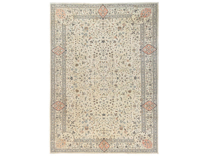 Tabriz Vintage hand-knotted wool rug in Ivory, 11'11" x 17'5" — SKU O02528