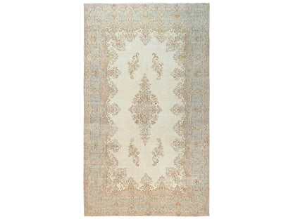 Kerman Vintage hand-knotted wool rug in Ivory & Light Green, 12'3" x 21'1" — SKU O02532