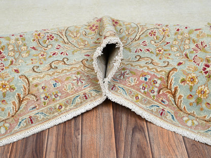 Kerman Vintage hand-knotted wool rug in Ivory & Light Green, 12'3" x 21'1" — SKU O02532 (view 6)