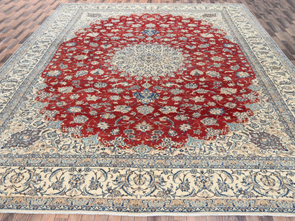 Red 13'5" x 19'4" Vintage Hand knotted Wool/Silk Rug - Sku: O02533