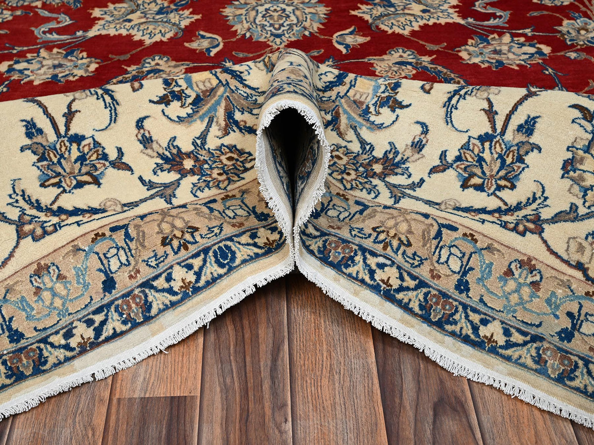 Nain Vintage hand-knotted wool/silk rug in Red & Ivory, 13'5" x 19'4" — SKU O02533 (view 6)