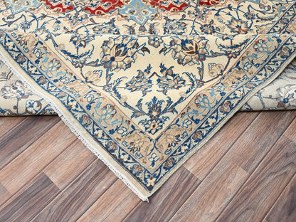Nain Vintage hand-knotted wool/silk rug in Red & Ivory, 13'5" x 19'4" — SKU O02533 (view 7)