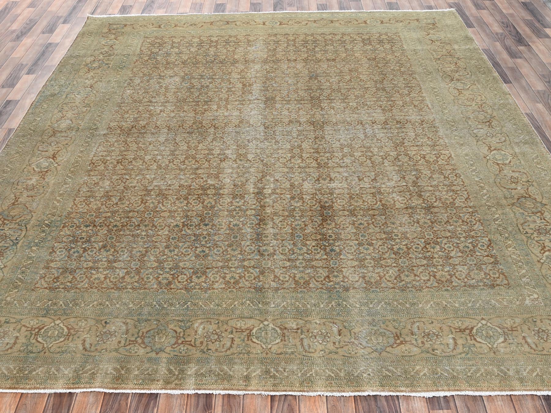 Tabriz Antique hand-knotted wool rug in Brown, 9'9" x 12'9" — SKU O02534 (view 2)