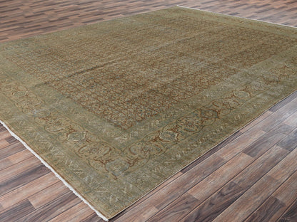 Brown 9'9" x 12'9" Antique Hand knotted Wool Rug - Sku: O02534