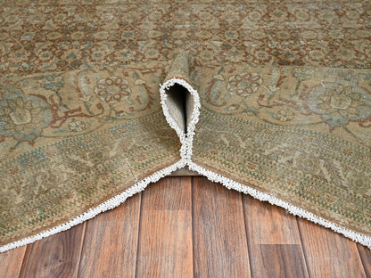 Brown 9'9" x 12'9" Antique Hand knotted Wool Rug - Sku: O02534