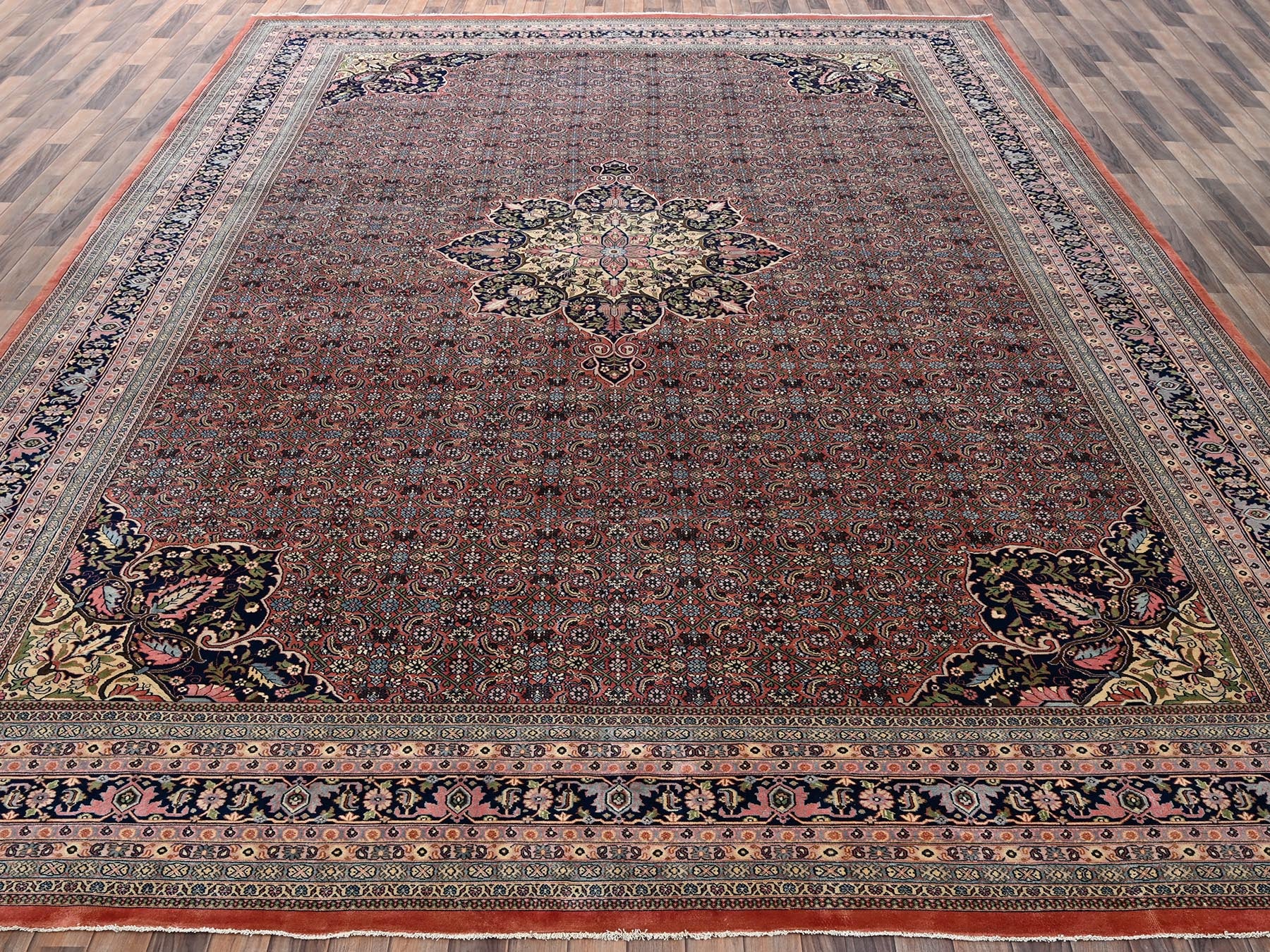 Brown 11'9" x 18'0" Vintage Hand knotted Wool Rug - Sku: O02536