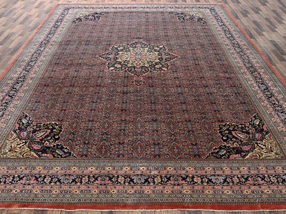 Brown 11'9" x 18'0" Vintage Hand knotted Wool Rug - Sku: O02536