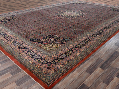 Brown 11'9" x 18'0" Vintage Hand knotted Wool Rug - Sku: O02536