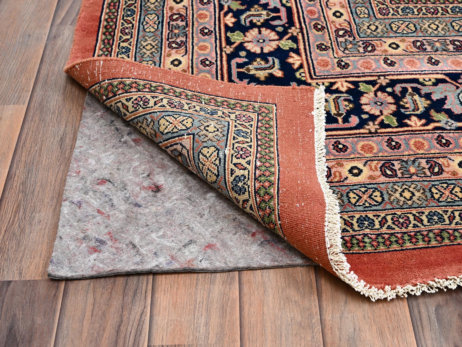 Vintage hand-knotted wool rug in Brown & Midnight Blue, 11'9" x 18' — SKU O02536 (view 5)