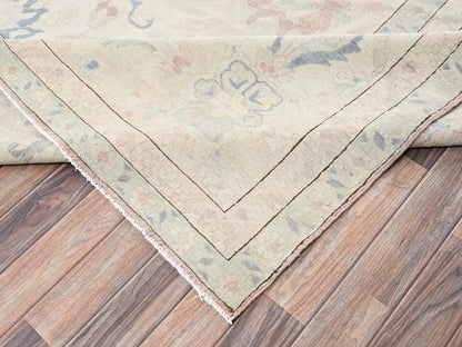 Ivory 13'5" x 19'3" Vintage Hand knotted Wool Rug - Sku: O02537