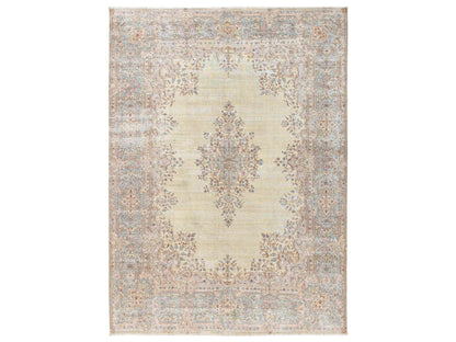 Kerman Vintage hand-knotted wool rug in Ivory & Light Blue, 8'7" x 11'10" — SKU O02539