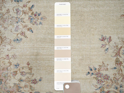 Kerman Vintage hand-knotted wool rug in Ivory & Light Blue, 8'7" x 11'10" — SKU O02539 (view 8)