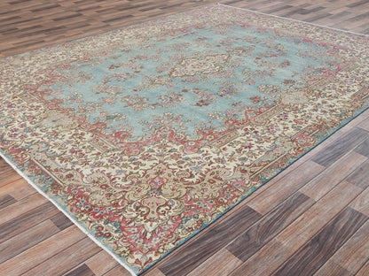 Blue 7'11" x 10'7" Vintage Hand knotted Wool Rug - Sku: O02541