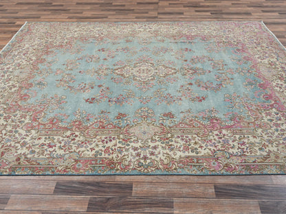Blue 7'11" x 10'7" Vintage Hand knotted Wool Rug - Sku: O02541