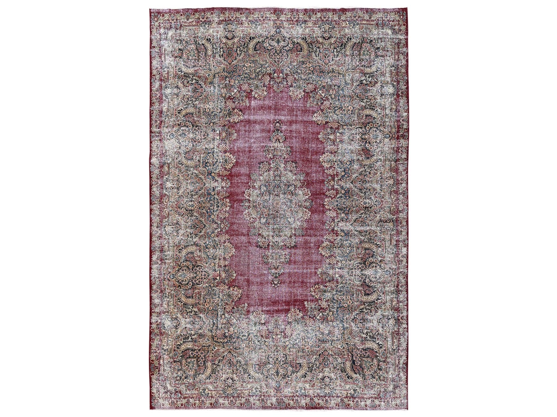 Kerman Vintage hand-knotted wool rug in Red & Brown, 9'9" x 15'3" — SKU O02542