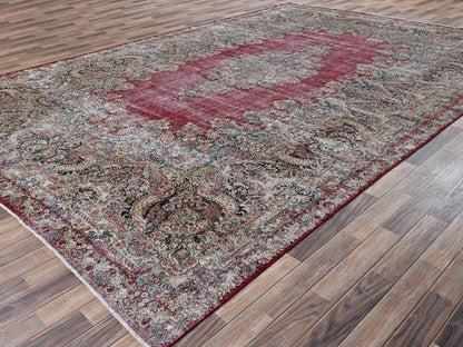 Red 9'9" x 15'3" Vintage Hand knotted Wool Rug - Sku: O02542
